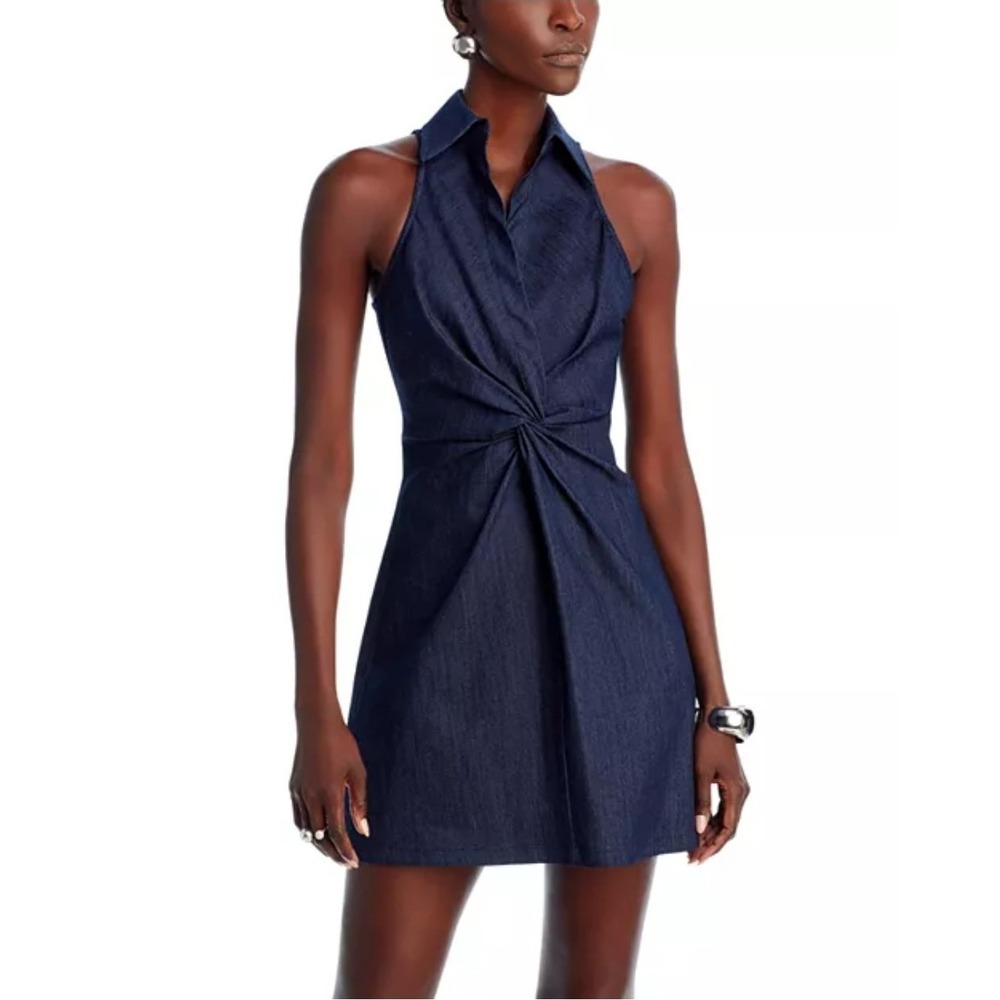 Cinq A Sept Mckenna Sleeveless Mini Dress Dark Denim Twist Large 12 READ